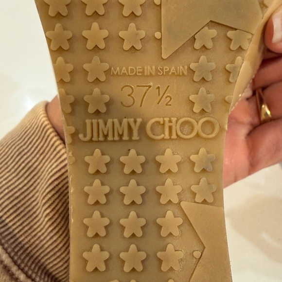 Jimmy Choo Prima Nude Patent Leather Cork Wedge Slide Sandals. Size 37 1/2 - Picture 13 of 15